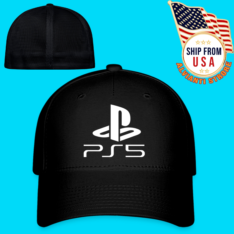 PS5 Playstation 5 Classic Black Hat Baseball Cap Size S/M & L/XL-image