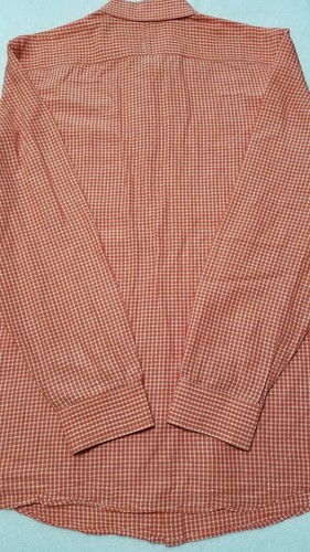 BANANA REPUBLIC Men's 17-17.5 Extra Large Gingham Plaid Orange Linen Blend Shirt - Picture 11 of 12