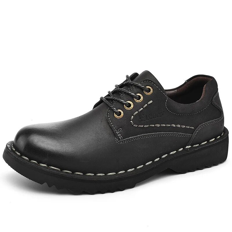 Fashion Genuine Leather Men Casual Shoes Comfortable Lace-up Flat