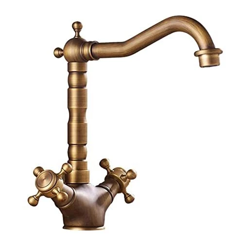DIYARTS 360 ° Rotating Antique Copper Faucet Double Brass Rubinetto Da