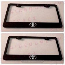 2x Toyota Metal Black Finished License Plate Frame Holder 2x Toyota Metal Black Finished License Plate Frame Holder