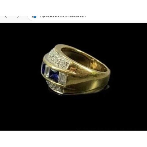 Blue Sapphire Size 5 Band Ring CZ Gold HCE over 925 Sterling Silver 5g TW - Picture 12 of 15