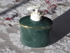 VINTAGE 1980's DARK GREEN FAUX MARBLE SOAP LOTION DISPENSER W/GOLD ACCENT RARE