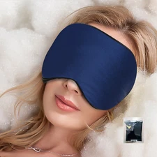 Silk Eye Sleep Mask w/ Ear Plugs & Carry Pouch, Soft,Comfortable,Light, Blue