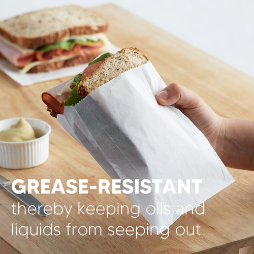White Kraft Paper Bags Sulphite for Takeaway Food Sandwich & Grocery - Picture 4 of 5