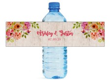 100 Bohemian Floral Wedding Anniversary Water Bottle labels Engagement Party