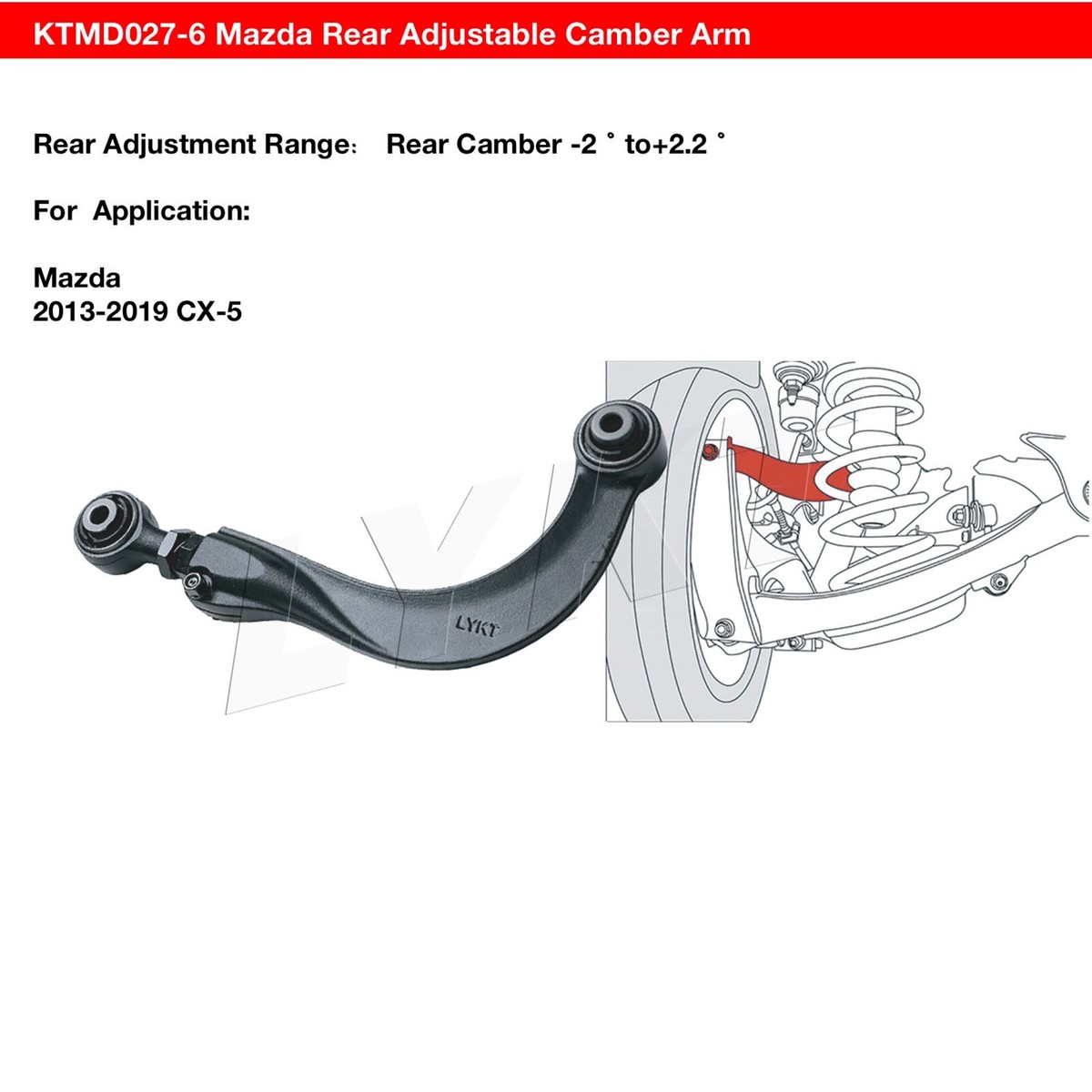 LYKT 2pcs Adjustable Rear Camber Control Arms Kit for Mazda 2013