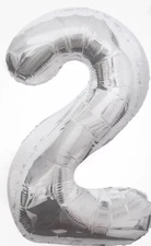 40" NUMBER (2) BALLOONS - Self Inflated Air/Helium - Foil Balloons  - SILVER