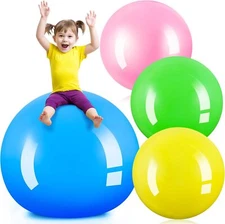 Jenaai 4 Pcs 30 Inch Big Bounce Ball Large Rubber Pink, Blue, Yellow, Green 
