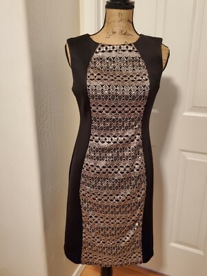 R & M Richards Women's Small Sleeveless Black & Gold Pencil Dress | eBay R & M Richards Women's Small Sleeveless Black & Gold Pencil Dress | eBay