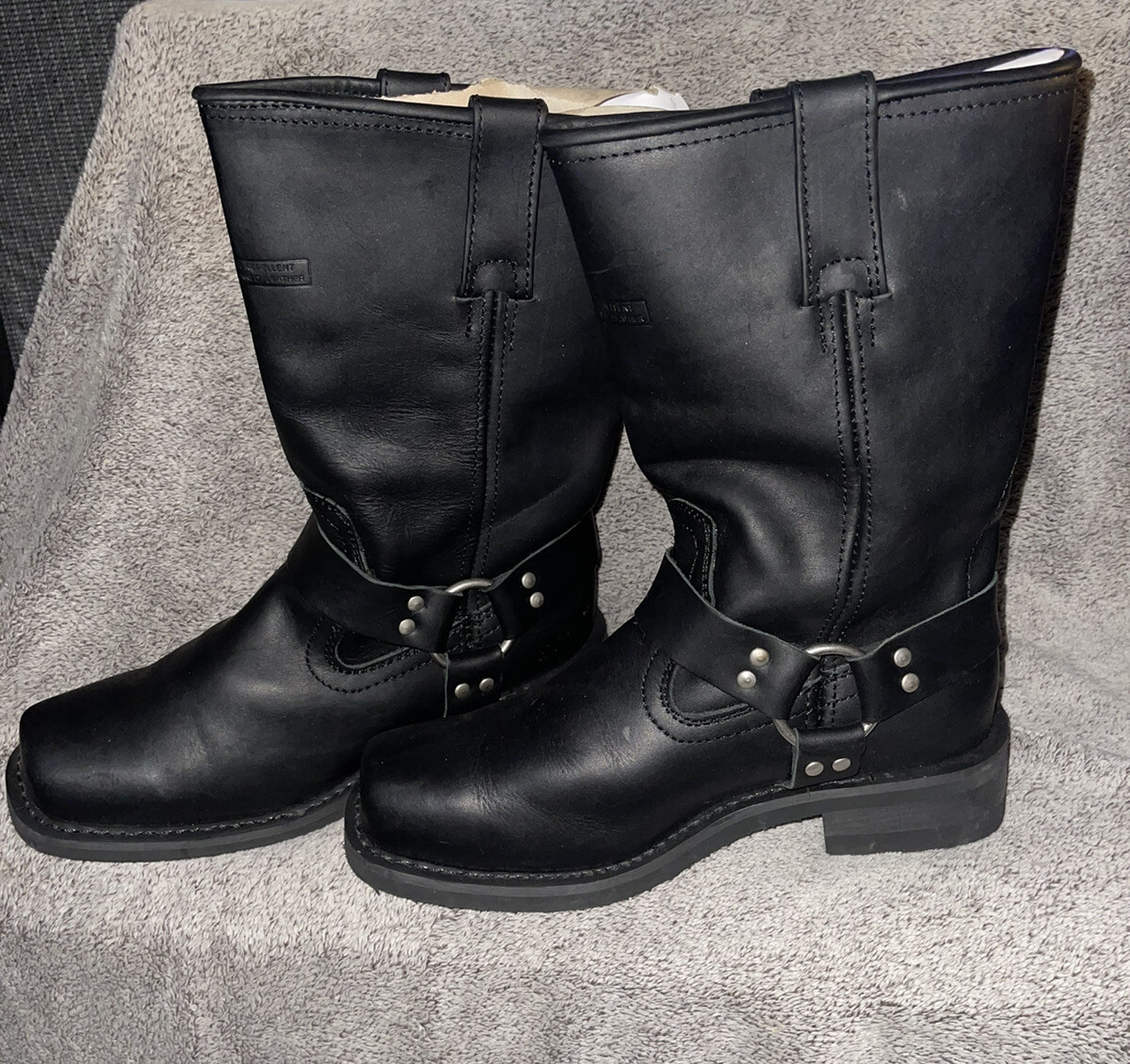 RideTecs Mens Black 13in Harness Boot Full Grain Leather 