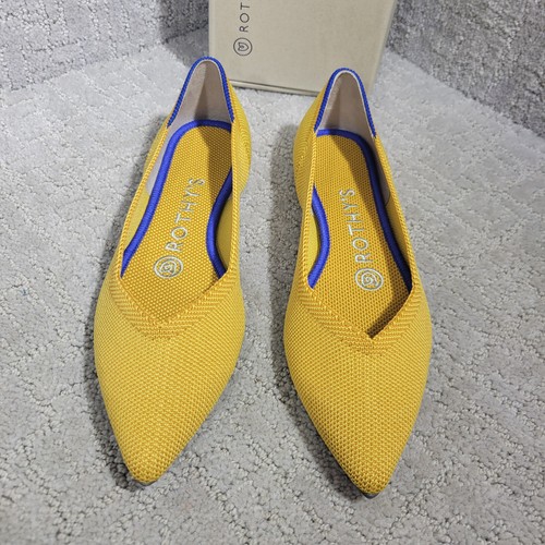 Rothys The Point Women's Size 5.5 Marigold Yellow Pointed Toe Slip on Flat Shoes - Picture 7 of 13