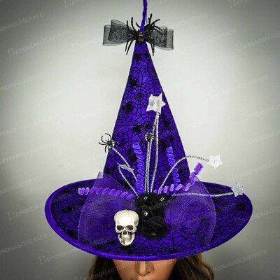 Halloween Witch Hat Skull Hanging Spider Costume For Women  display picture 2