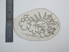 vtg 1960s 1970s Tattoo acetate stencil Sun Behind Cloud signed SKY1