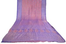 FNC Vintage Saree Indian Red Woven Ikat Blend Silk Sari Craft Fabric 5YD