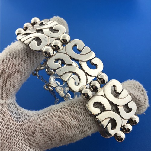 Vintage ATI Mexico Sterling Silver 925 Modernist Artisan Hinged Panel Bracelet - 第 5/7 張圖片