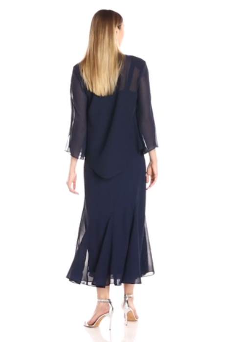 Draper's & Damon's Women's Special Occasion Beaded Jacket Dress, Navy - 16