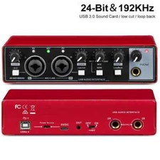 Recording Sound Card 48V Phantom Power 24-bit/192 KHZ USB Audio Interface
