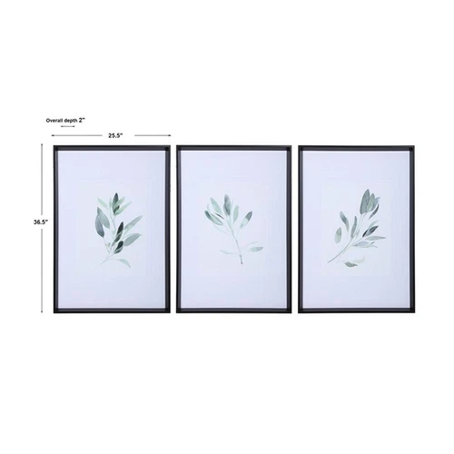 Uttermost Simple Sage Plastic Glass Paper Prints in Black/Green (Set of 3) - Picture 8 of 8