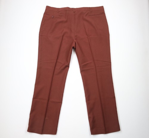 Vintage 70s Streetwear Mens 44x32 Wool Blend Wide Leg Bell Bottoms Pants Red USA - Picture 9 of 12