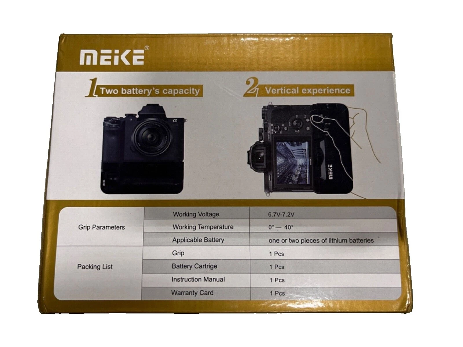 Batería de Cámara Meike apretones con disparador para Sony