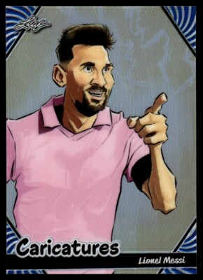 Lionel Messi Blue 2024 Leaf Caricatures #02 9/75 Inter Miami CF
