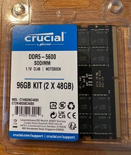 Crucial 96GB (2 x 48GB) 5600 PC5 44800  DDR5 SO-DIMM CT2K48G56C46S5 ***SEALED***
