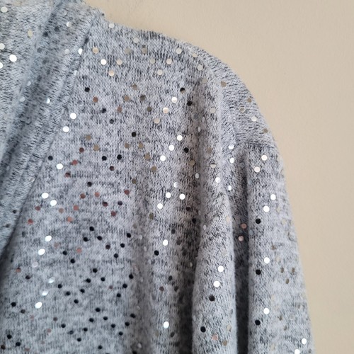Maglione donna Lane Bryant taglie forti 18 20 collo cappuccio grigio argento paillettes - Foto 3 di 9