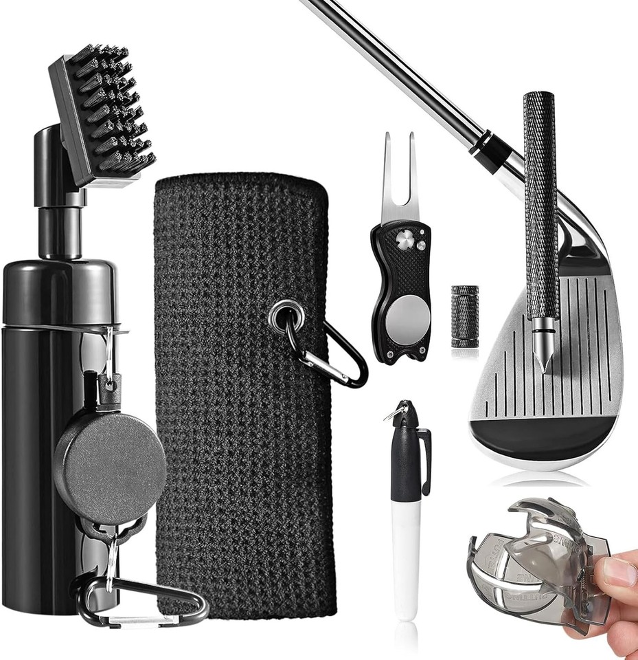 6Piece Golf Club Cleaning Kit with Brush, Towel, and Divot Tool for