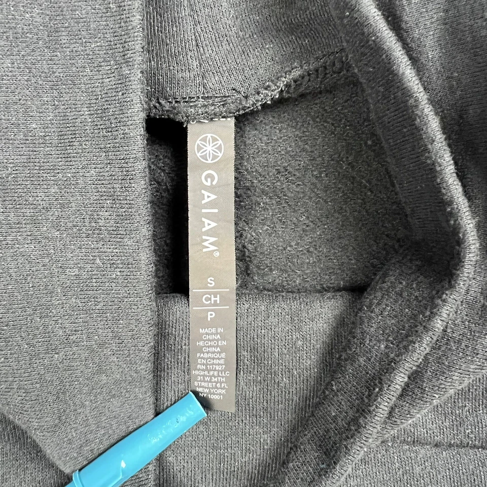 Gaiam Black Cowl Neck Pullover Sz Small Womens Cotton Blend Sweater Thumb Holes - Image 4 of 4