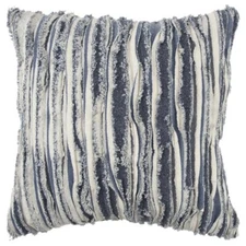 Rizzy Home Recycled Denim Frayed Edge Stripe Poly Filled Décor Pillow, 20" x 20"