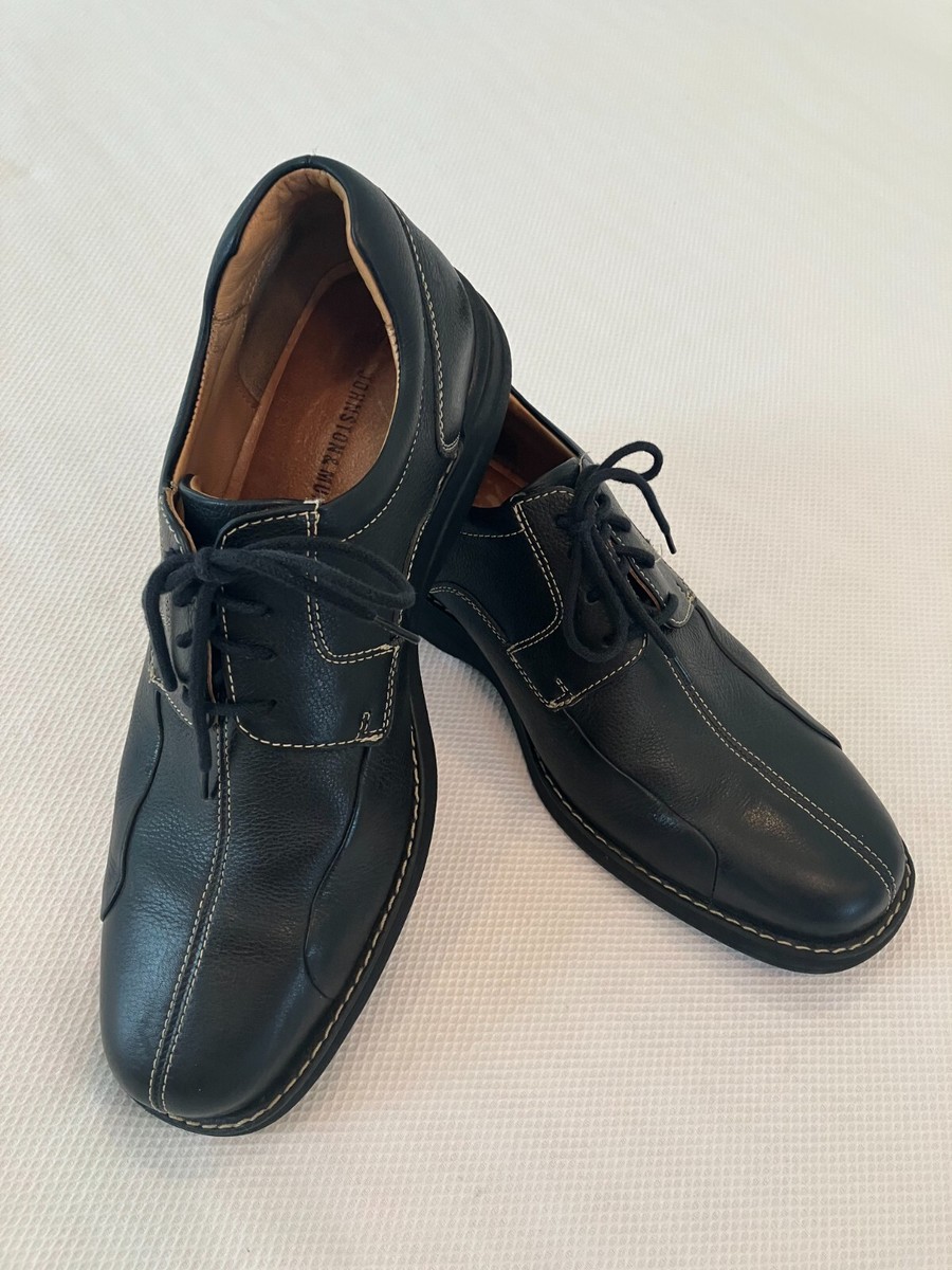 Mens Johnston & Murphy Black Leather Shoes Tan Stitching Sz  display picture 3