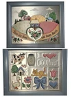 2 Vintage Tin Metal Country Wall Art Signed The Pleasant Look Painted USA Decor