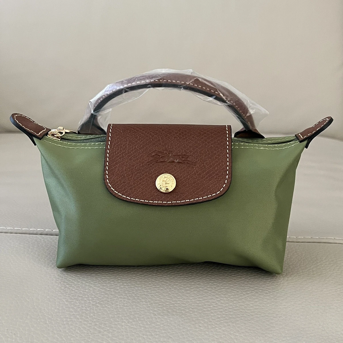 Longchamp Le Pliage Original Mini Pouch with Handle Lichen Green