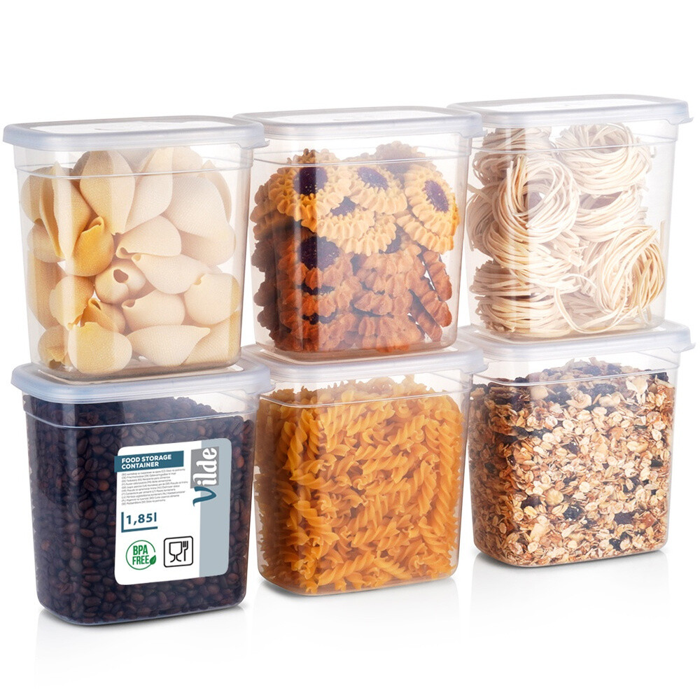 Lebensmittelbehälter mit Deckel Frischhaltedosen Vorratsbehälter 1,85 L 6 Stk.