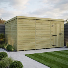 12 x 9 Pent Shed (Single Door, No Windows) - UK Manufactured Garden Building