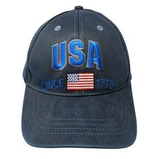 USA Since 1776 Strapback Baseball Cap Blue One Size Adjustable Patriotic