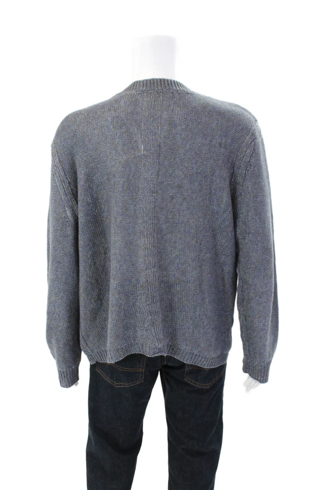 Inhabit мужской льняной v-образным вырезом длинным рукавом вязаный повседневный свитер серый размер XL - Изображение 3 из 4