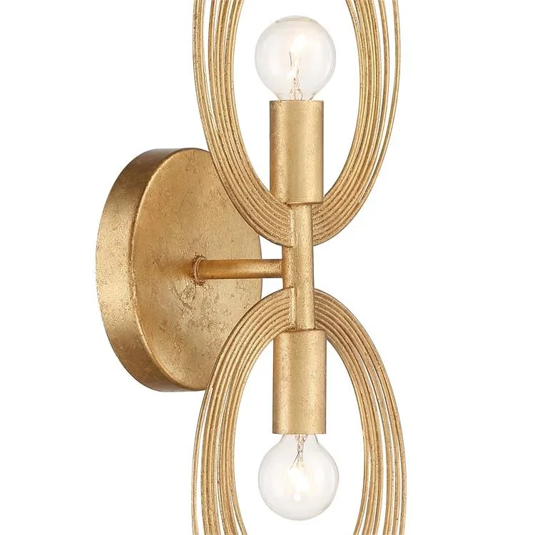 Soporte de pared Doral 2 luces renacentista dorado - 7,87"" ancho x oro 7,87"" ancho x 16,34"" alto Foto 2 de 4