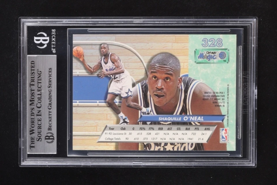 Shaquille O'Neal Firmado 1992-93 Ultra #328 RC (BGS) Foto 2 de 2