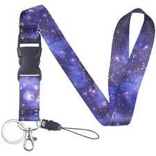 Keychain Lanyard with Detachable Buckle, Card Holder, Purple