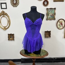 Vintage escante Purple Lace  Mesh Babydoll Lingerie   Size Small