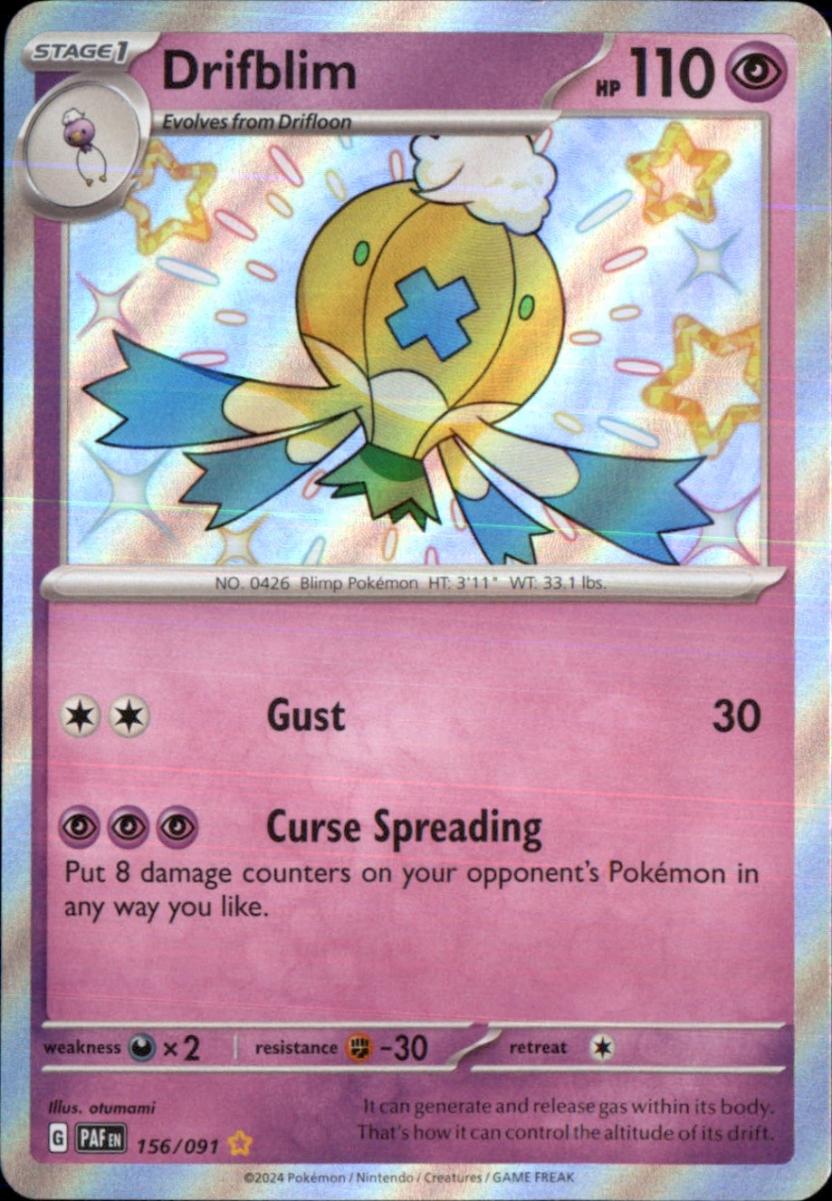 Drifblim Holo Shiny Rare SV: Paldean Fates 156/091 NM