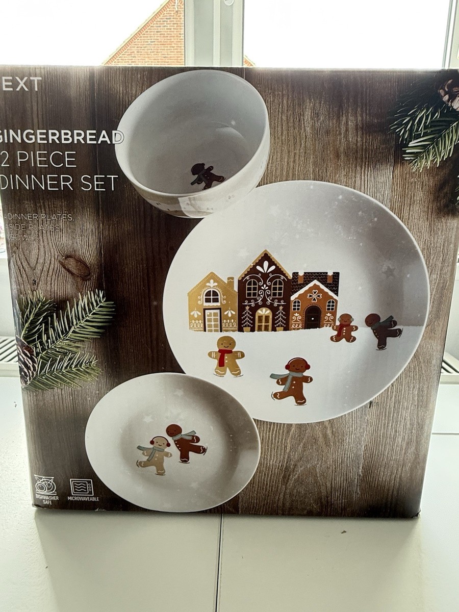 NEXT Christmas Gingerbread Dinner Set 12 Piece Plates Bowls