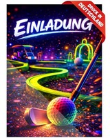 8 Einladungskarten Kindergeburtstag Schwarzlicht Minigolf Einladungen Minigolf