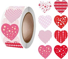 500 Pcs Funky Heart roll Stickers, Valentine's Day Heart Stickers, Valentine's L