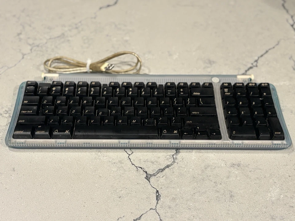 Apple Keyboard M2452 1999 USB iMac Icey Blue Futurism ~ Stuck keys ~ working - Image 2 of 4