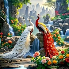 Peacocks Diamond Art Kits for Adults, 5D Diamond Painting for Adult Beginners, D