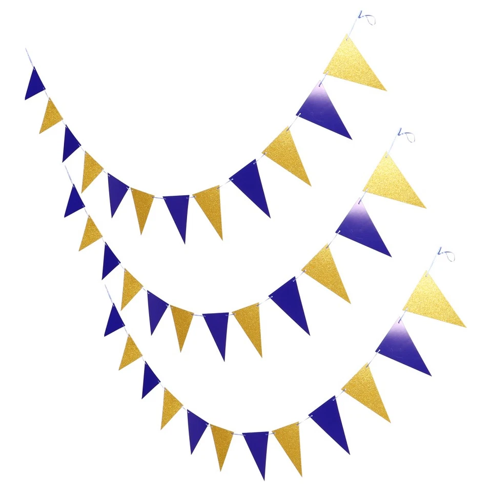 3 Piezas Triángulo Fiesta Bandera Cumpleaños Buntings Carnaval Tema Decoraciones Foto 2 de 4