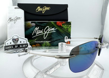 MAUI JIM NANEA MJ 332-17M MATTE SILVER W/ GREEN POLARIZED RIMLESS SUNGLASSES NEW